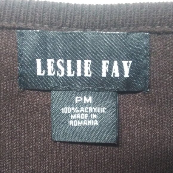 NWT Vintage Leslie Fay Sweater Dress Brown Sz PM Applique-details 2 pc knit LS - Picture 8 of 13